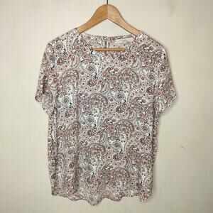 LOFT Paisley Floral Short Sleeve Top Hi Low